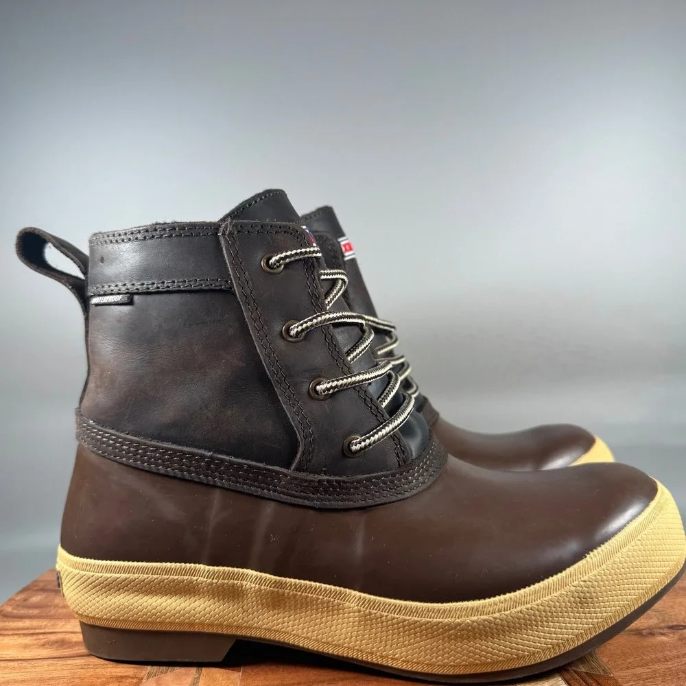 XTRATUF Legacy Lace Women 9 Brown Leather Waterproof Duck Deck Boots 080021CHU